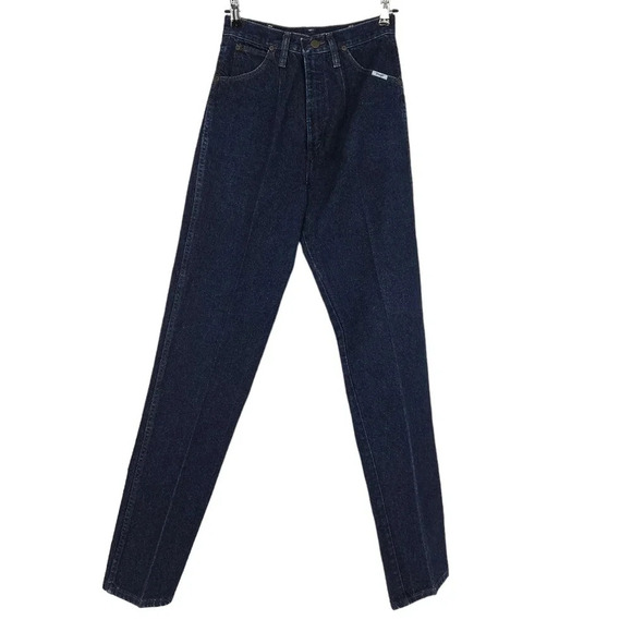 Vintage Wrangler Mom Jeans High Rise Dark Wash Denim Long Tall - Picture 1 of 4